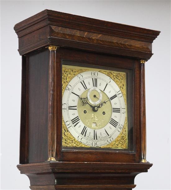 Henry Williams of Lancarvan. A George III oak eight day longcase clock, 6ft 7in.